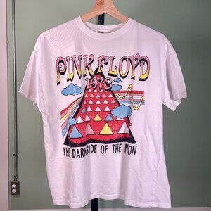 Pull & Bear Women's White Pink Floyd T-Shirt - Unisex Size Medium